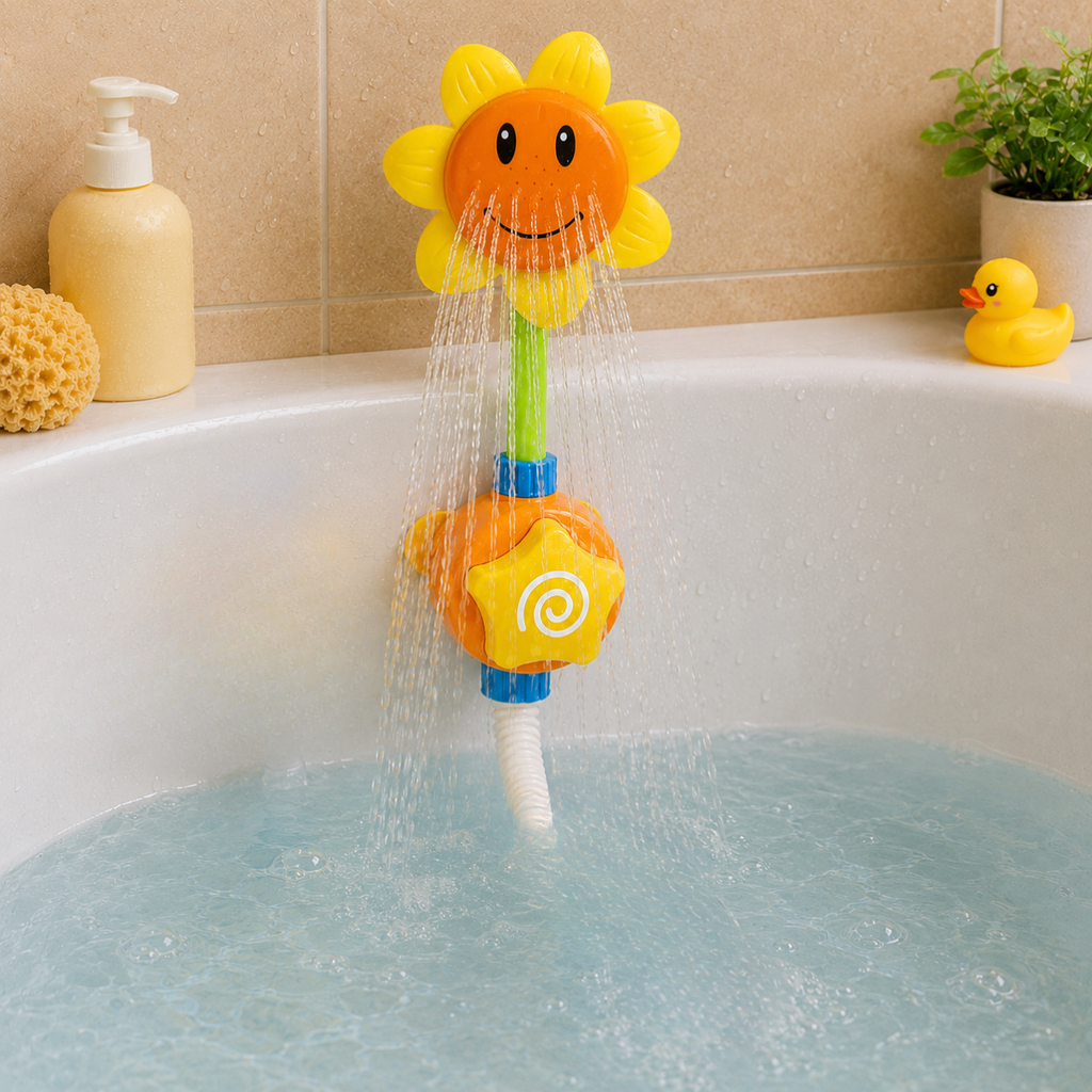 Girasol Sonriente: Regadera Portátil y Molinillo de Baño